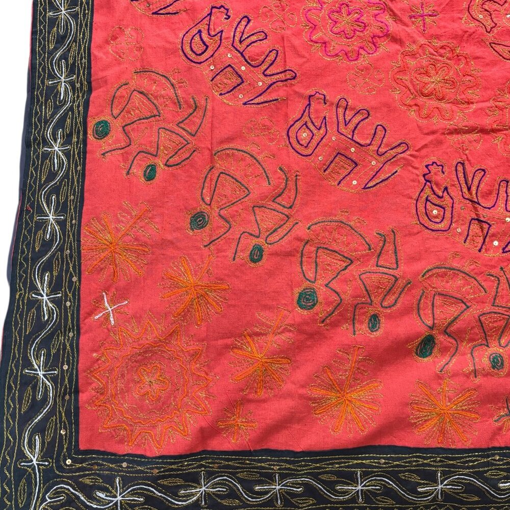 Vintage Hand-embroidered Indian Tapestry or Wall Decor